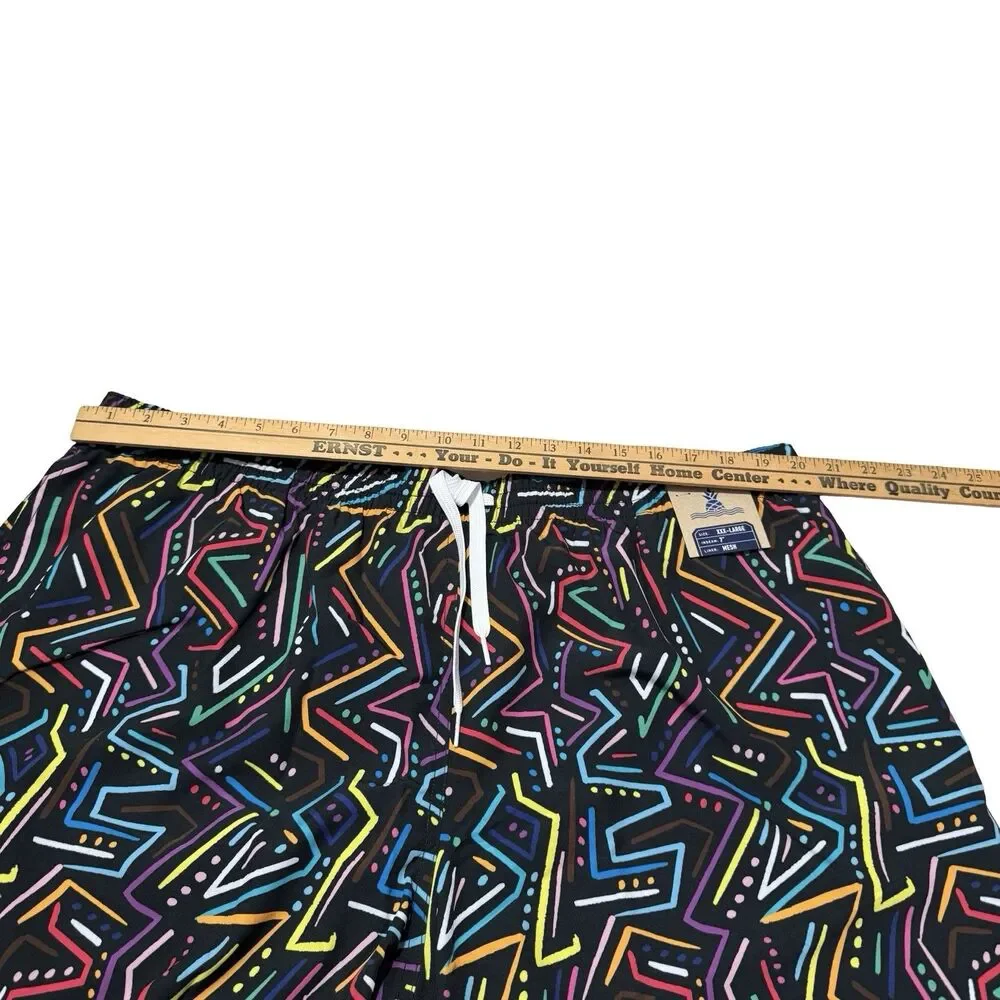 Chubbies Mens Swim Trunks XXXL Black Neon Geometric Scribble Mesh 7